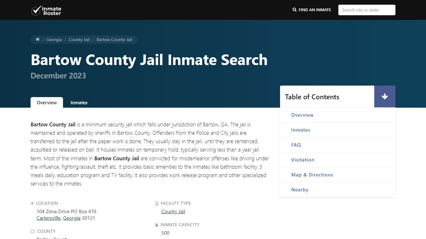 Inmate Search | Bartow County Jail - Cartersville, GA